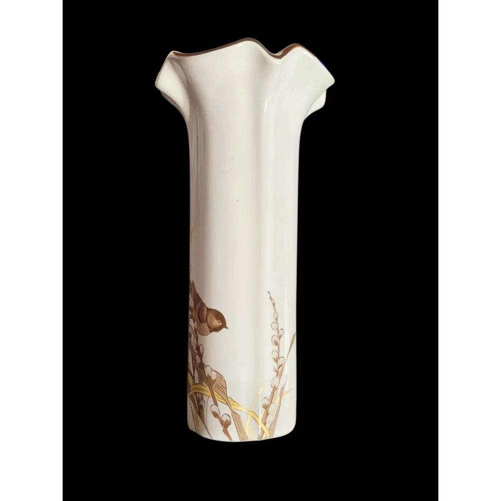 vintage otagiri japan vase Bird On Willow Gold Details 7.5